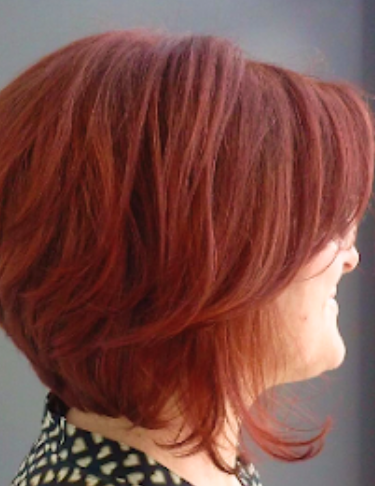 Vibrant red layered cut with movement